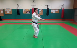 ramener jambe droite + préparation sabre de main (shuto uchi)