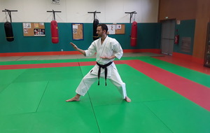 reculer jambe gauche shuto droit en kokutsu dachi